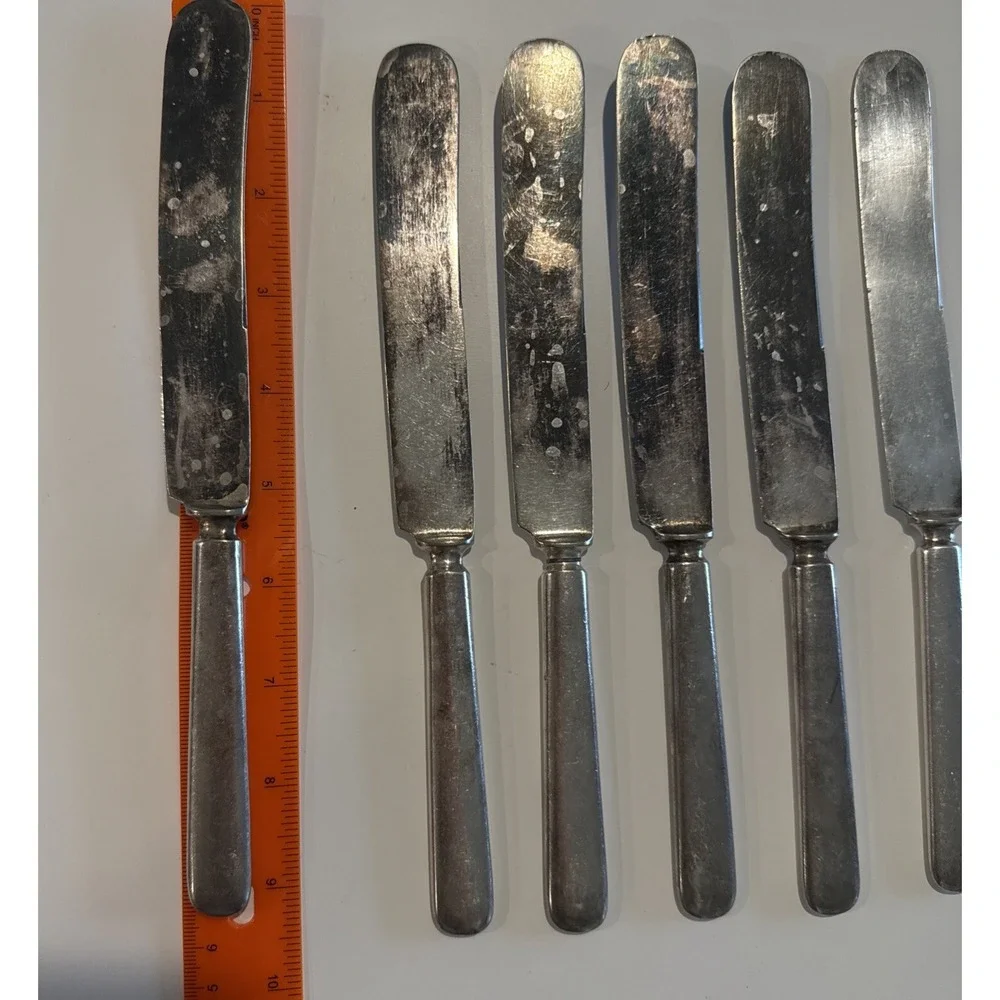 Vtg Marked: Holmes‎ Irving Co. Special - Silver plate ? Flatware Knife Set Of 6